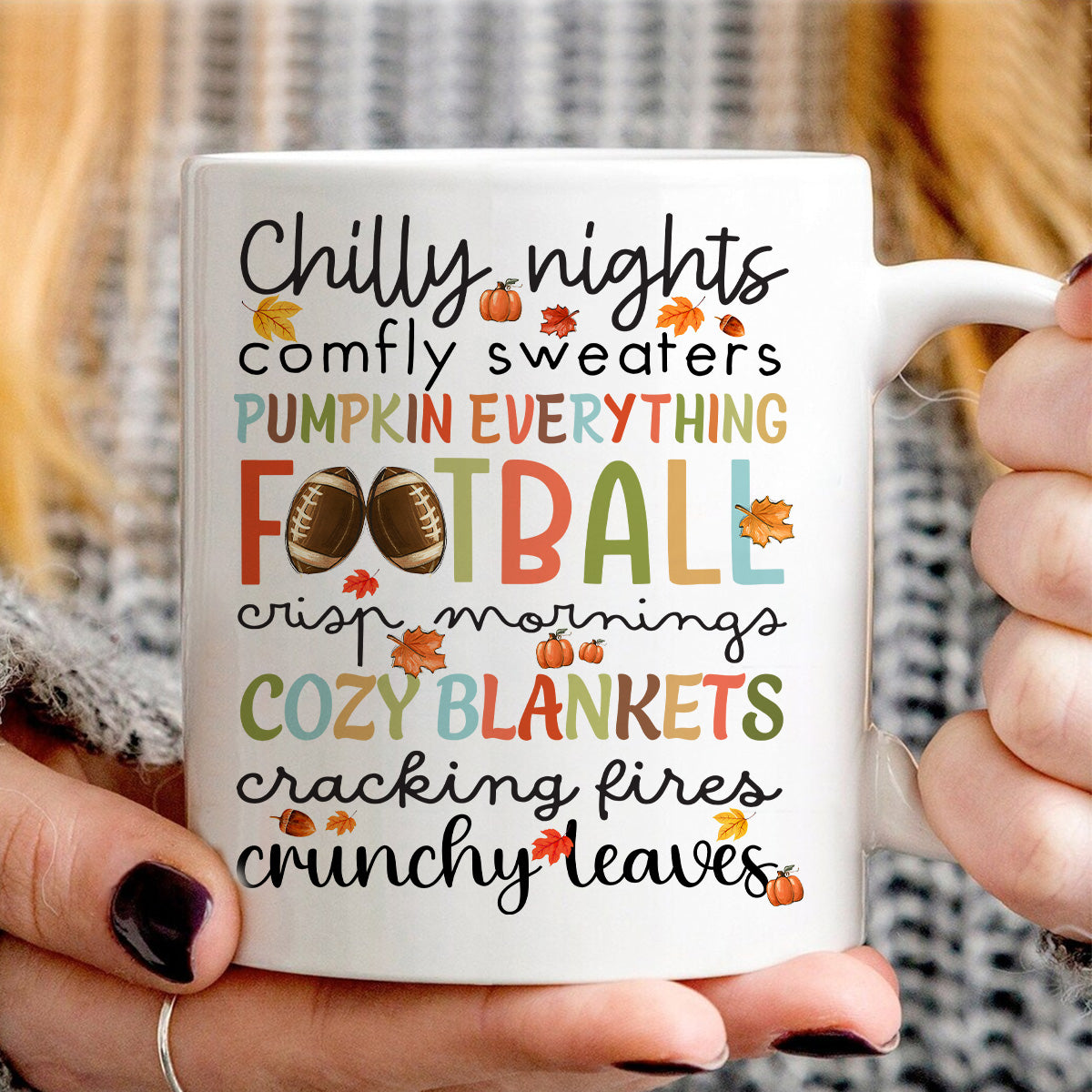 Teesdily | Fall T-shirt, Chilly Nights Pumpkin Everything Crunchy Leaves Tee Sweatshirt Hoodie Mug, Thanksgiving Gift, Autumn Pumkin Shirt