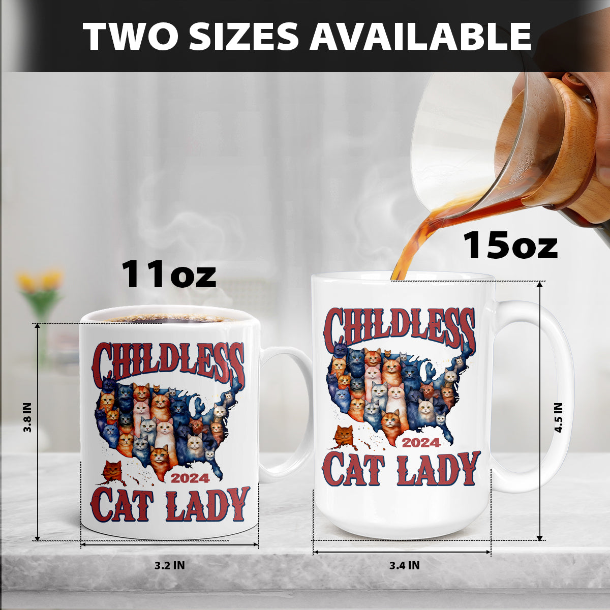 Teesdily | Childless Cat Lady 2024 Shirt, American Map Cats T-shirt, Funny Childless Cat Lady For Ka-mala Sweatshirt Hoodie Mug, Cat Lovers Gift