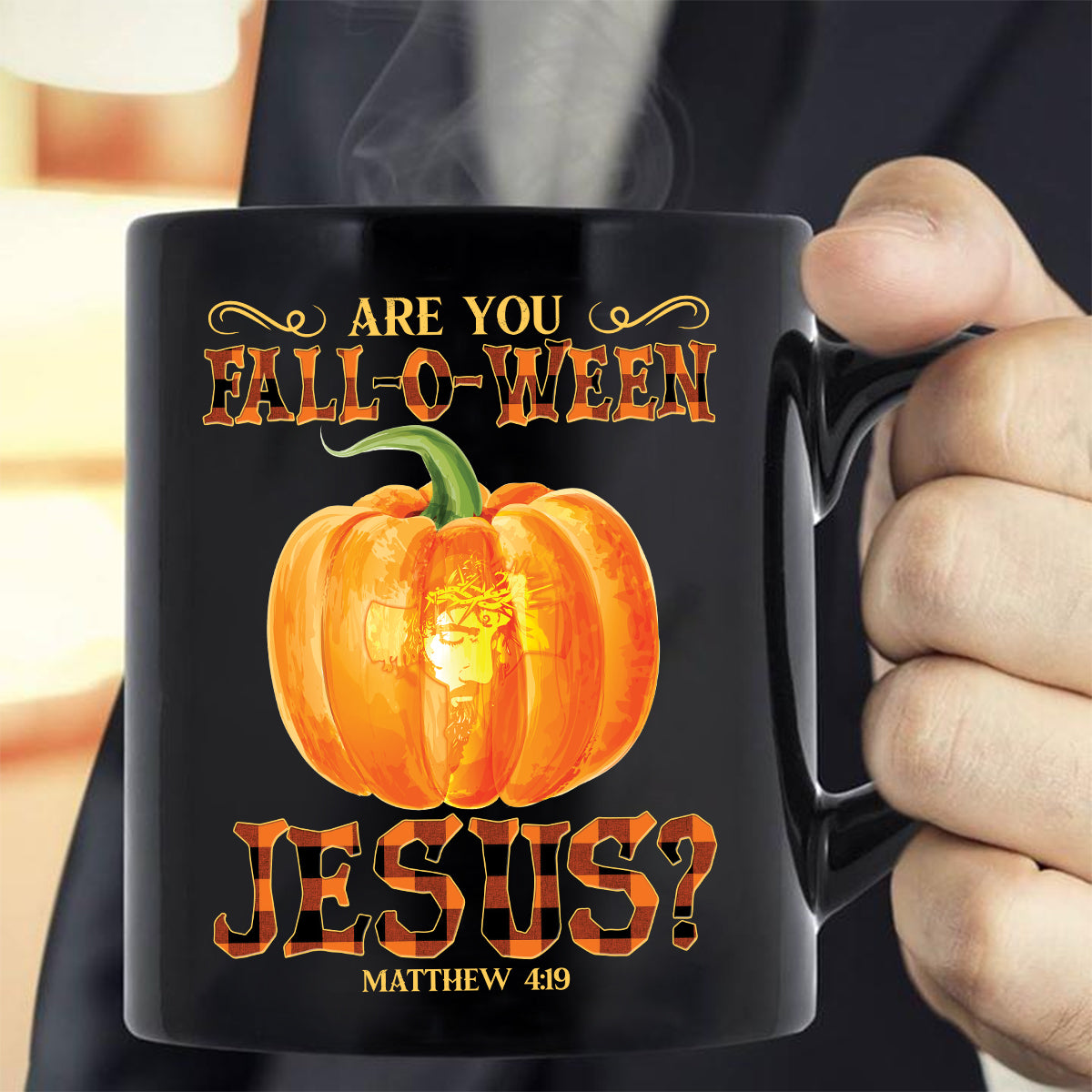 Teesdily | Jesus Art Pumpkin Shirt, Are You Fall-o-ween Jesus Matthew 4 11 Tee Sweatshirt Hoodie Mug, Halloween Gifts, Jesus Lovers Tee