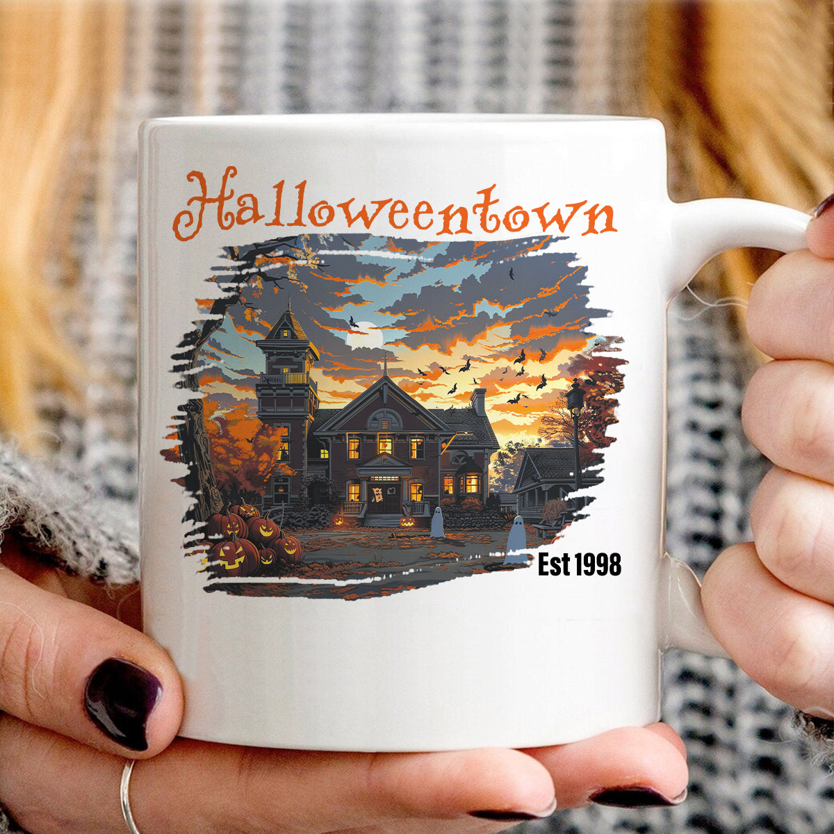 Teesdily | Halloween Town Shirt, Halloween Est 1998 Pumpkin Shirt, Halloween Sweatshirt Hoodie Mug, Retro Halloween Witch Boo, Halloween Gifts