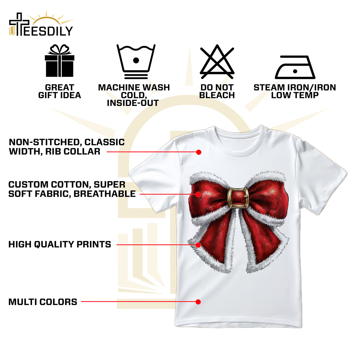 Teesdily | Santa Bow Shirt, Noel Santa Bow Sweatshirt, Coquette Christmas Tshirt, Merry Christmas Hoodie Mug, Christmas Coquette Bow Gift