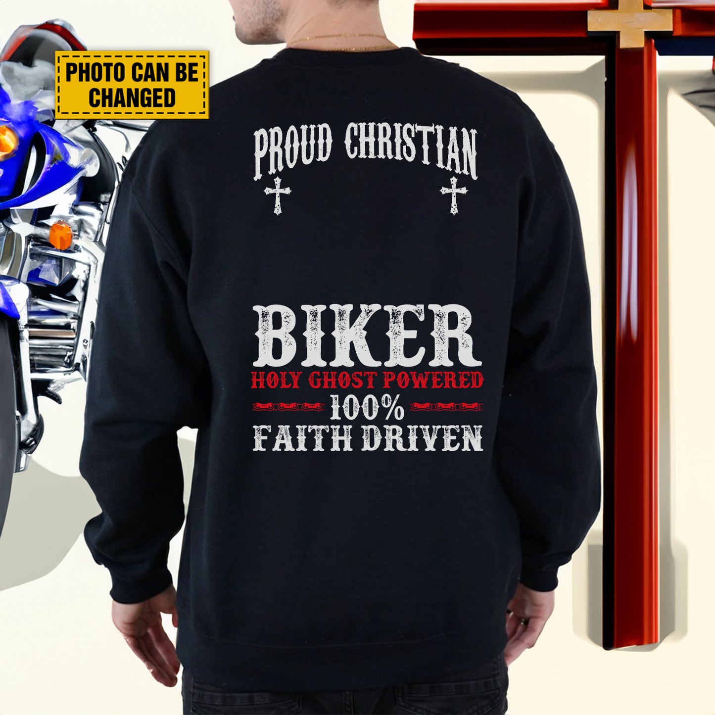 Teesdily | Customized Christian Motorcycle Shirt, Proud Christian Biker Back Design Sweatshirt Hoodie Mug, Jesus Lover Gifts, Christian Biker Apparel