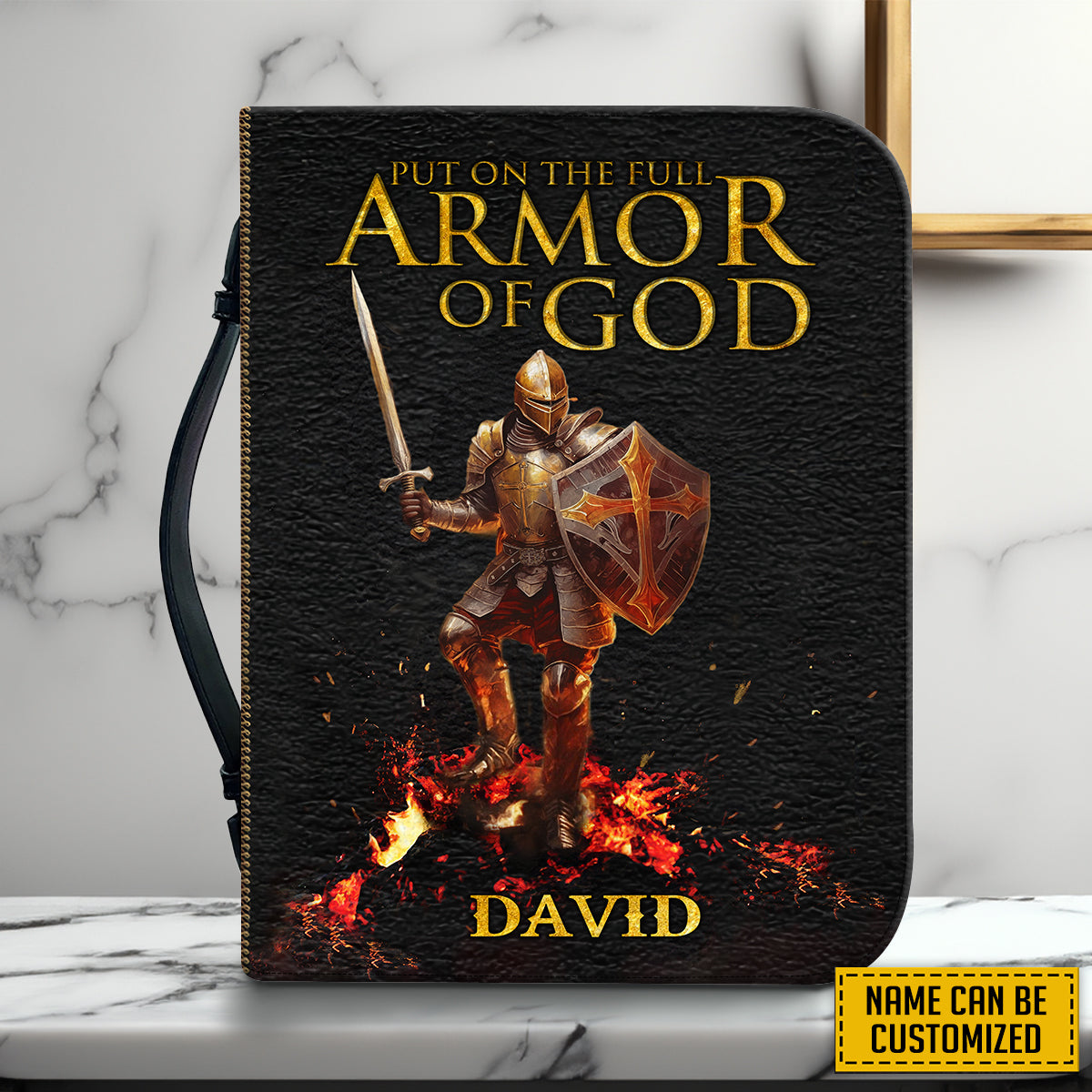 Teesdily | Customized Jesus Warrior Bible Cover, Put On The Full Armor Of God Bible Holder, Jesus Lovers Gifts, Bible Book Cover Christian Gifts