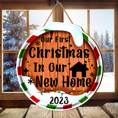 Teesdily | 1St Christmas Custom Year Round Home Sign, Our First Christmas In Our New Home Wood Sign, New Home Christmas Decoration, Housewarming Gifts