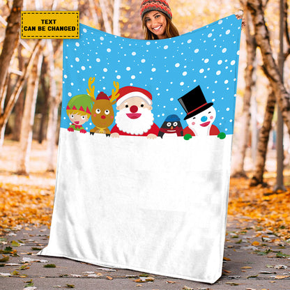 Teesdily | Cartoon Christmas Fleece Blanket Custom Text Christmas Is A Magical Time Of Love Sherpa Blanket Christmas Inspiration Gift For Lover