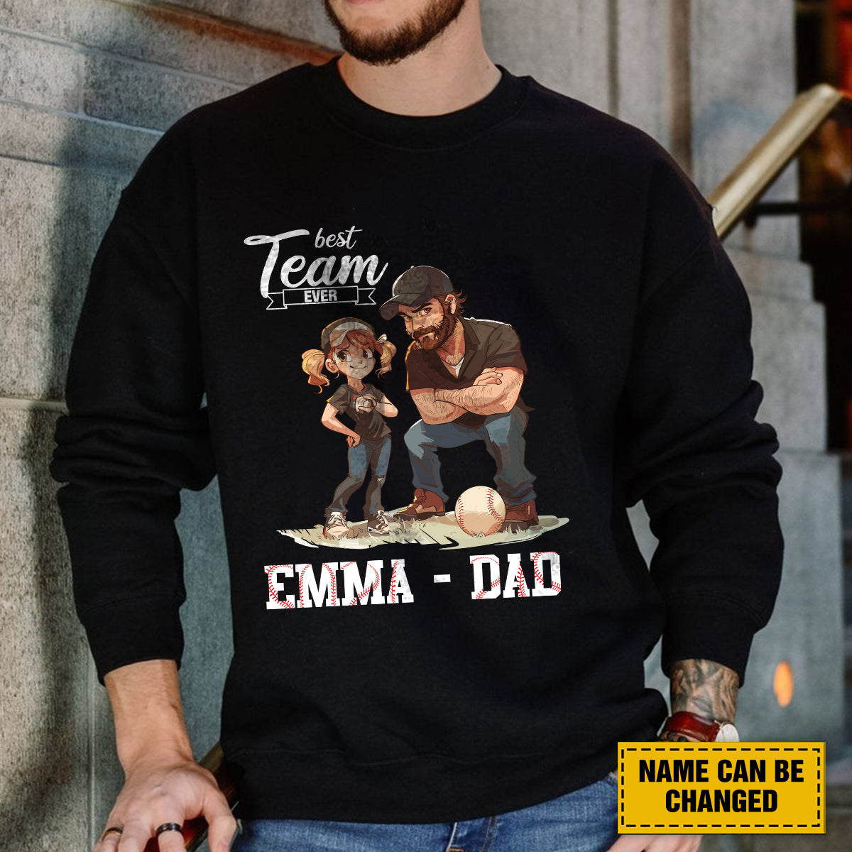 Teesdily | Customized Best Team Ever Shirt, Baseball Dad Shirt, Father Daughter Gift, Dad Tee, Unisex Tshirt Hoodie Sweatshirt Mug