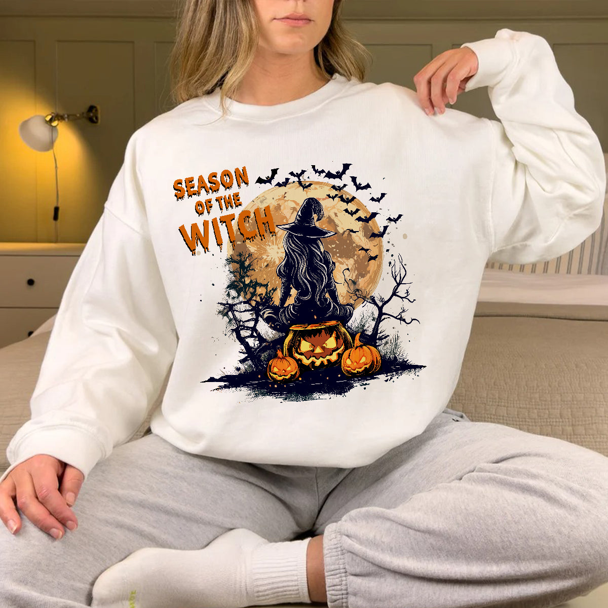 Teesdily | Season Of The Witch Shirt, Funny Vintage Halloween Tshirt Sweatshirt Hoodie Mug, Retro Horror Social Club Tee, Spooky Vibe Halloween Gift