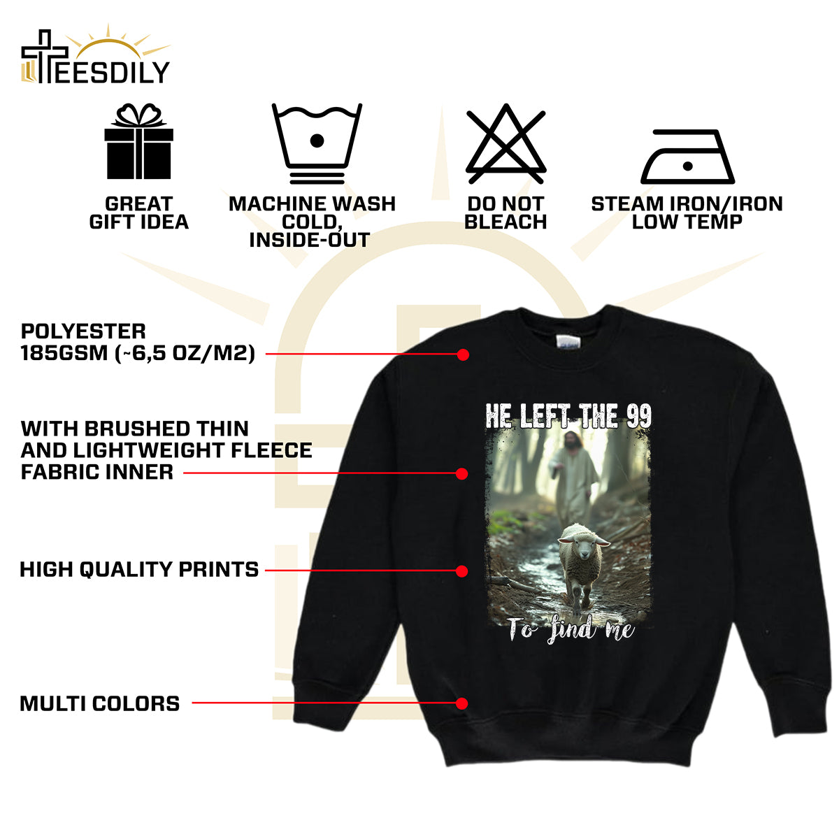 Teesdily | Lamb Of God Shirt, He Left The 99 To Find Me T-Shirt, Jesus Running After A Lost Lamb Sweatshirt Hoodie Mug, Christian Jesus Lover Gift