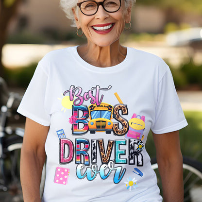 Teesdily | Best Bus Driver Ever Shirt, Back To School Season Tee, First Day Of School Shirt, School Bus Driver Mug Sweatshirt Hoodie, Bus Driver Gift