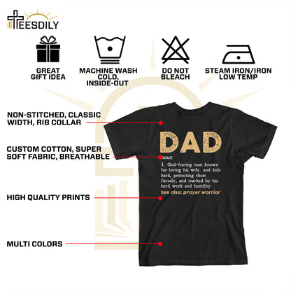 Teesdily | Dad Definition Customized Shirt, Prayer Warrior Men's Shirt, Father Day Gifts, God Fearing Man Unisex Tshirt Hoodie Sweatshirt Mug