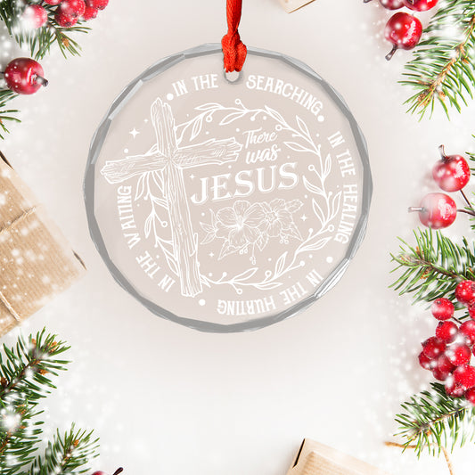 Teesdily | Jesus Faith Cross Flower Ornament, There Was Jesus Ornament Christmas, Bible Verse Religious Ornament, Christmas Decor, Jesus Lover Gifts