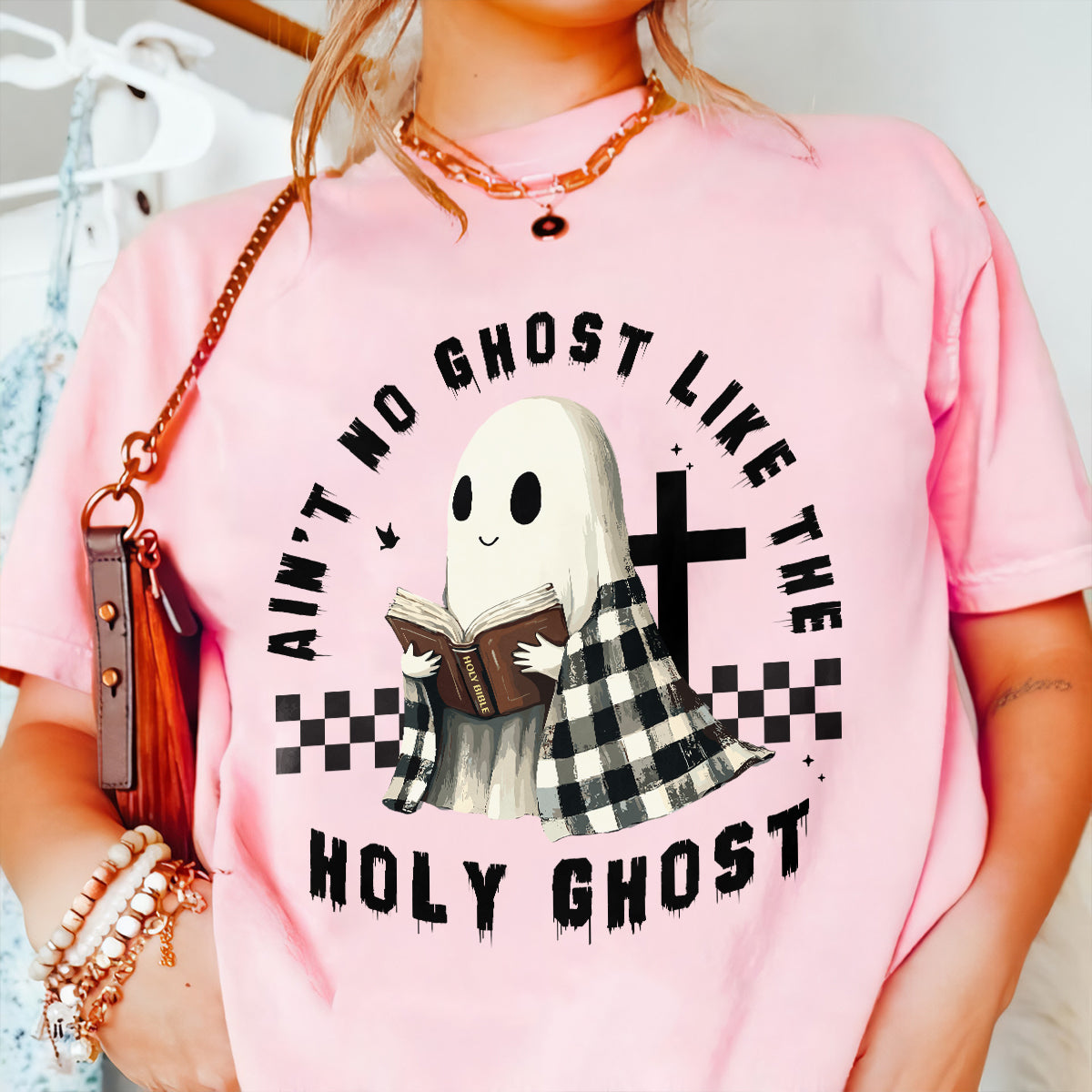 Teesdily | Holy Spirit Jesus Halloween Shirt, Ain't No Ghost Like The Holy Ghost Tee Sweatshirt Hoodie Mug, Halloween Christian Shirt