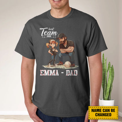 Teesdily | Customized Best Team Ever Shirt, Baseball Dad Shirt, Father Daughter Gift, Dad Tee, Unisex Tshirt Hoodie Sweatshirt Mug