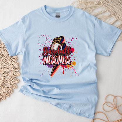 Teesdily | Baseball Mama Lightning Shirt, Mother's Day Softball Mom Shirt, Leopard Mama Tops, Sport Mom Gifts Unisex Tshirt Hoodie Sweatshirt Mug