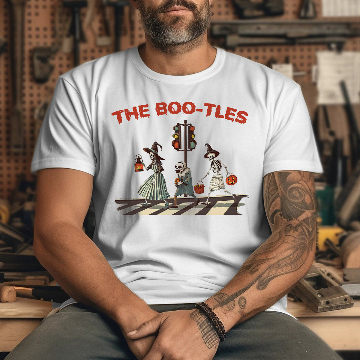 Teesdily | The Boo-tles Shirt, Halloween Witchy Sweatshirt, Halloween Boo-tles T-shirt, Witch Skeleton Mummy Pumpkin Hoodie Mug Gift