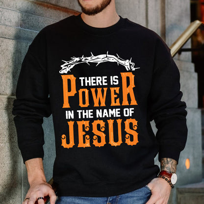 Teesdily | Jesus Crown Shirt, There Is Power In The Name Of Jesus Tee Hoodie Sweatshirt Mug, Christian Gifts, Inspirational Christian Tee