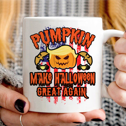 Teesdily | Halloween American Flag Pumpkin Shirt, Pumpkin Make Halloween Great Again T-shirt, Pumpkin Halloween Sweatshirt Hoodie Mug, Holiday Gifts