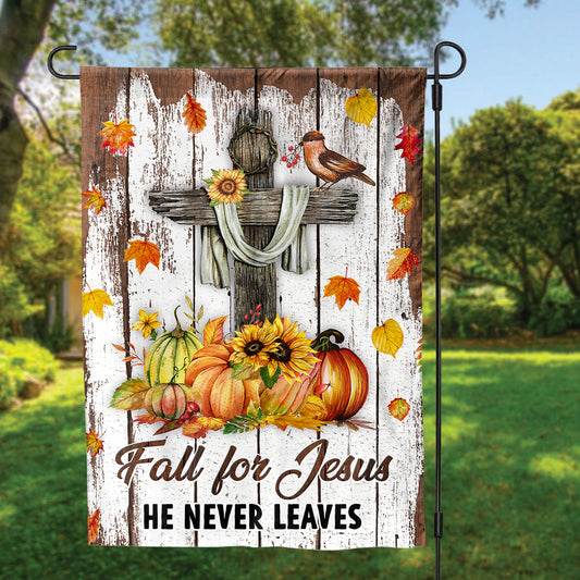 Teesdily | Jesus Cross Pumpkin Outdoor Garden Flags, Jesus Christ Thanksgiving House Flag, Autumn Harvest Day Garden Flag, Thanksgiving Decorations