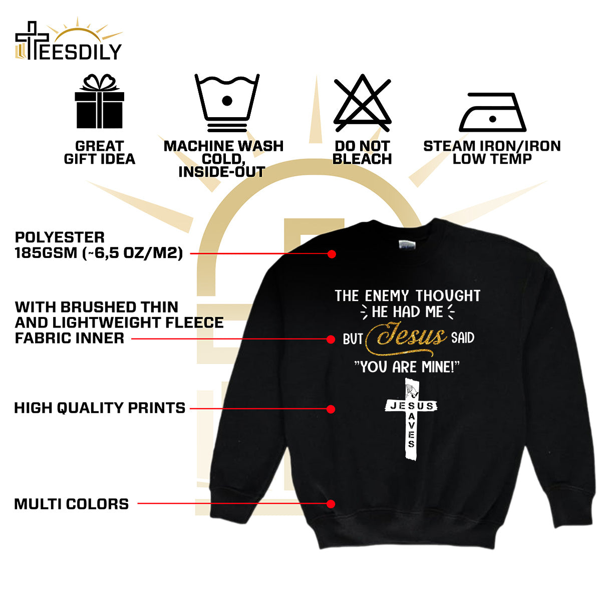 Teesdily | Jesus Cross Art Shirt, The Enemy Thought He Had Me But Jesus Said You Are Mine Tee, Jesus Lovers Gifts, Christian Shirt