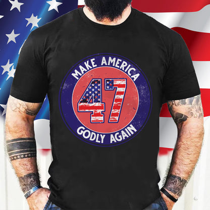 Teesdily | Make American Godly Again Shirt, American Flag Sweatshirt Hoodie Mug, Fight For America 2024 T-shirt, American Pride Tee, Patriotic Gift