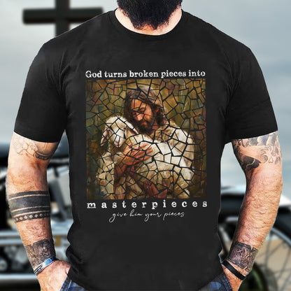 Teesdily | Jesus Lamb Of God Shirt, God Turns Broken Pieces Into Masterpieces Shirt, Christian Unisex Shirt Hoodie Sweatshirt Mug, Jesus Lovers Gifts