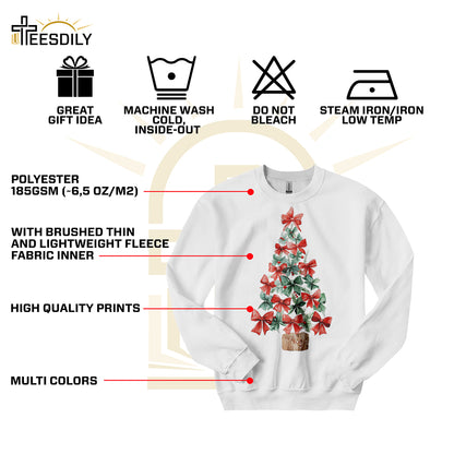 Teesdily | Christmas Tree Coquette Bow Shirt, Christmas Girly Bow Coquette Sweatshirt, Merry Christmas Tree Hoodie Mug, Christmas Gift