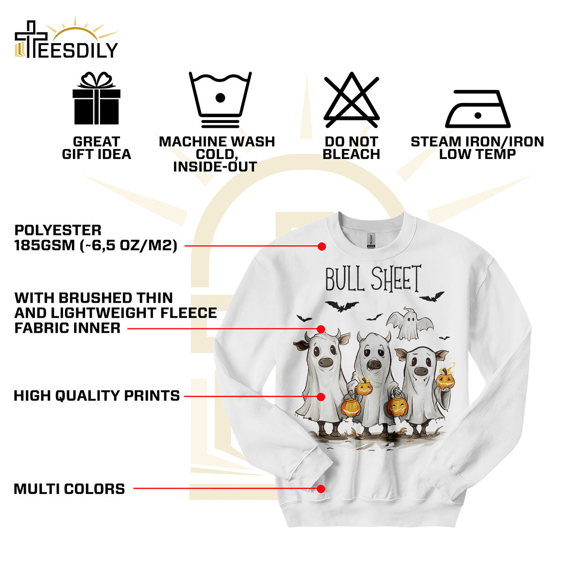 Teesdily | Halloween Ghost Cows Shirt, Bull Sheet T-shirt, Funny Cow Ghost Sweatshirt Hoodie Mug, Retro Halloween Spooky Season Tee, Halloween Gift