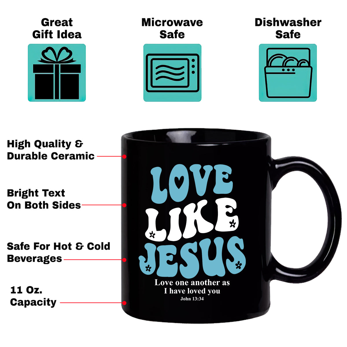 Teesdily | Love Like Jesus 13 34 Casual Shirt, Christian Graphic Hoodie Sweatshirt Mug, Christian Typography Backside Shirt, Christian Gift For Teens