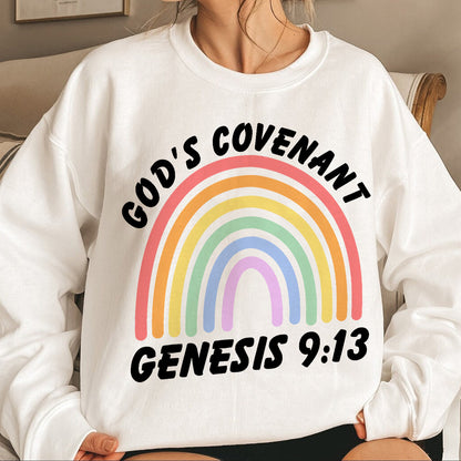 Teesdily | Jesus Rainbow Shirt, God's Covenant Genesis 9:13 Tee Sweatshirt Hoodie Mug, Jesus Lovers Gifts, Christian Rainbow Shirt, Bible Verse Tee