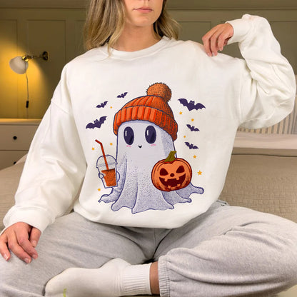 Teesdily | Cute Ghost Halloween Shirt, Happy Halloween Tee Sweatshirt Hoodie, Spooky Vibes Mug, Halloween Gifts Idea