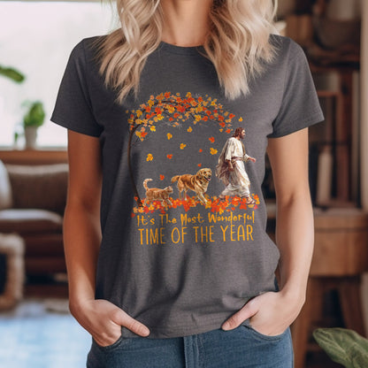 Teesdily | Jesus Golden Retriever Cat Shirt, It's The Most Wonderful Time Of The Year Sweatshirt Hoodie Mug, Halloween Shirt, Dog Cat Lover Gift