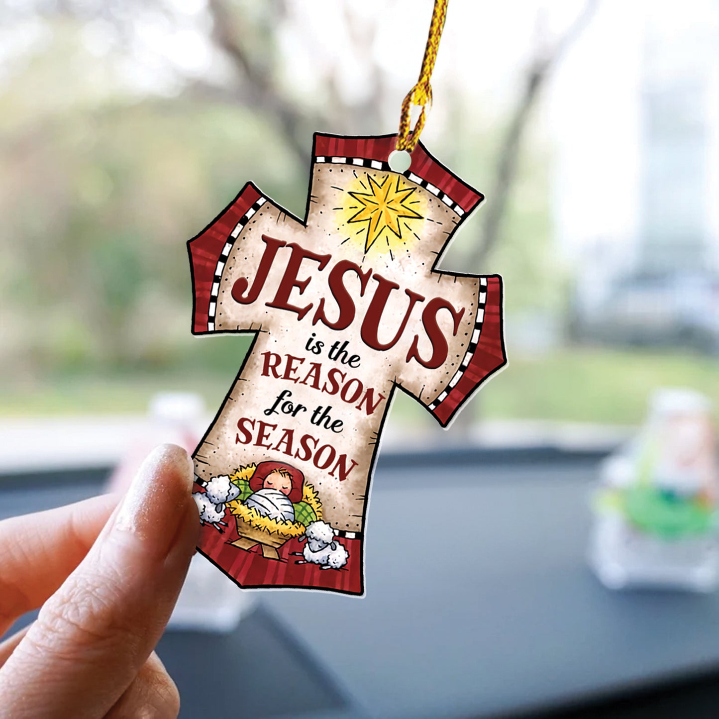 Teesdily | Jesus Nativity Acrylic Ornament, Jesus Is The Reason For The Season Christmas Ornament, Jesus Lovers Gifts, Christian Christmas Gifts