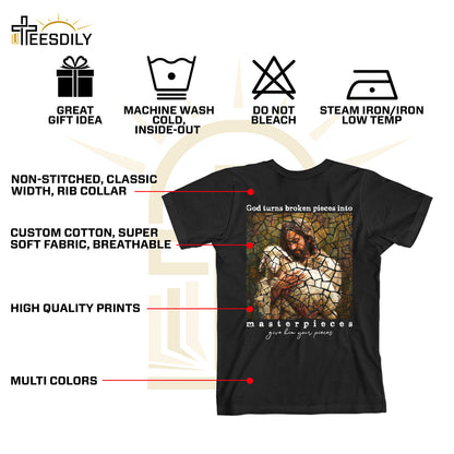 Teesdily | Jesus Lamb Of God Shirt, God Turns Broken Pieces Into Masterpieces Shirt, Christian Unisex Shirt Hoodie Sweatshirt Mug, Jesus Lovers Gifts