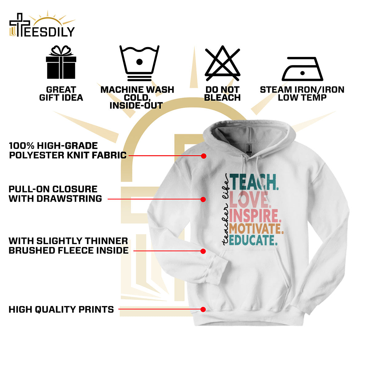 Teesdily | Teacher Unisex T-shirt, Teacher Life Teach Love Educate Tee Sweatshirt Hoodie Mug, Teaching Gifts, Back To School Shirt