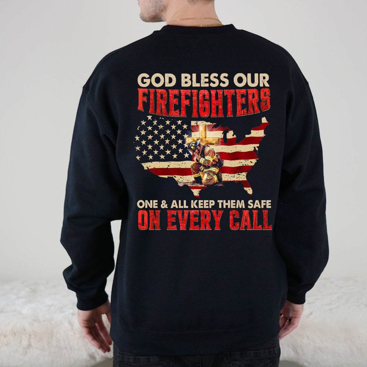 Teesdily | American Flag Firefighter Streetwear Hoodie, God Bless Our Firefighter Tshirt Sweatshirt, Firefighter Mug, Independence Gift For Fireman