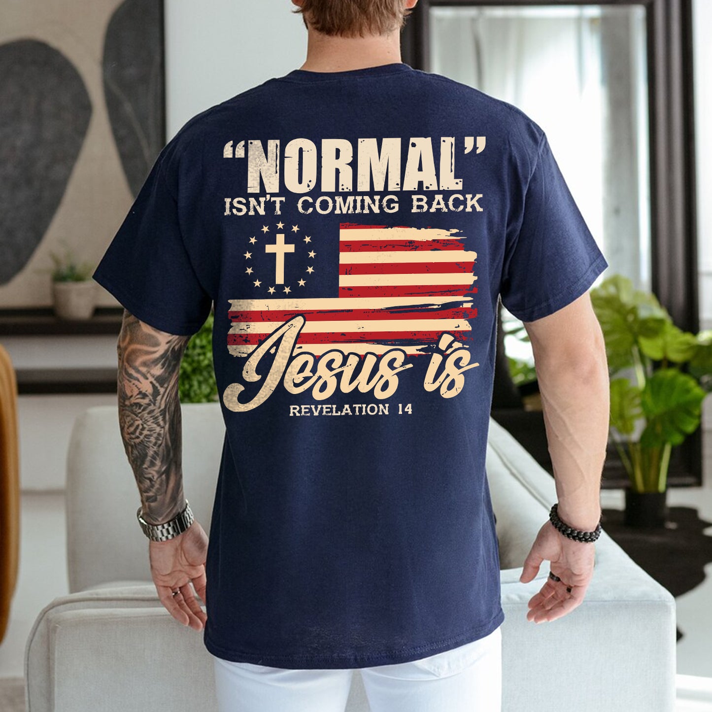 Teesdily | American Flag Patriotism Shirt, Normal Isn't Coming Back Jesus Is Back Design Sweatshirt Hoodie Mug, Independence Day Gifts