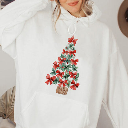 Teesdily | Christmas Tree Coquette Bow Shirt, Christmas Girly Bow Coquette Sweatshirt, Merry Christmas Tree Hoodie Mug, Christmas Gift