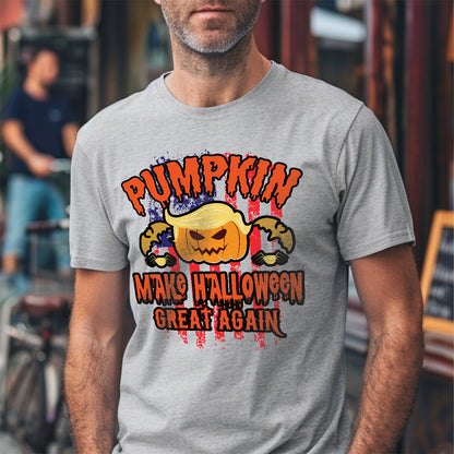 Teesdily | Halloween American Flag Pumpkin Shirt, Pumpkin Make Halloween Great Again T-shirt, Pumpkin Halloween Sweatshirt Hoodie Mug, Holiday Gifts