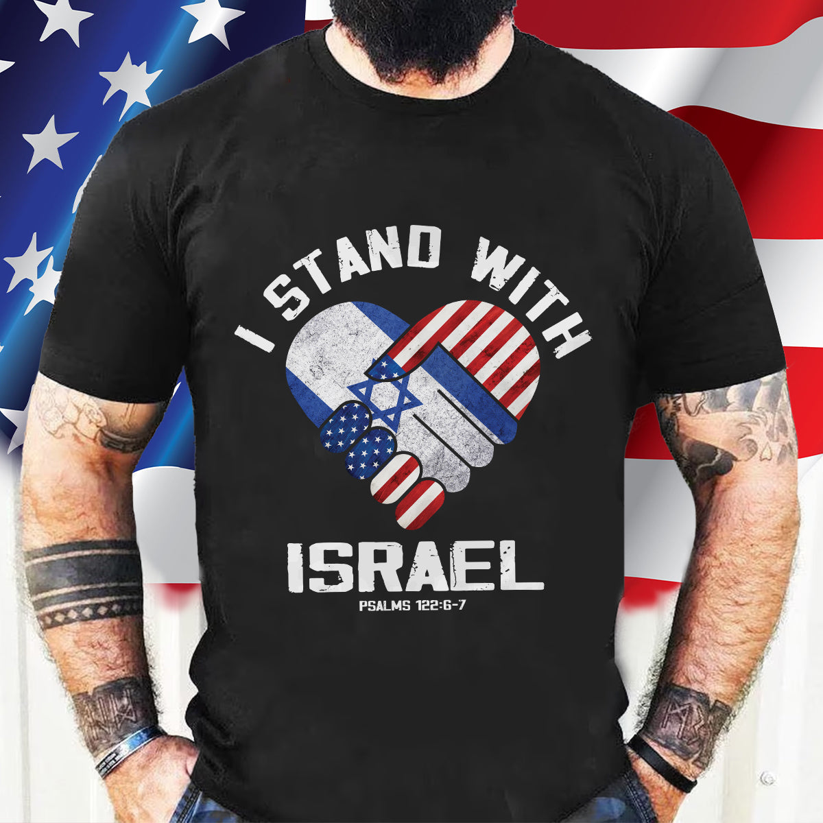 Teesdily | I Stand With Israel Shirt, Israel American Flag Heart Palm Shirt, Israel Support Unisex Tshirt Hoodie Sweatshirt Mug