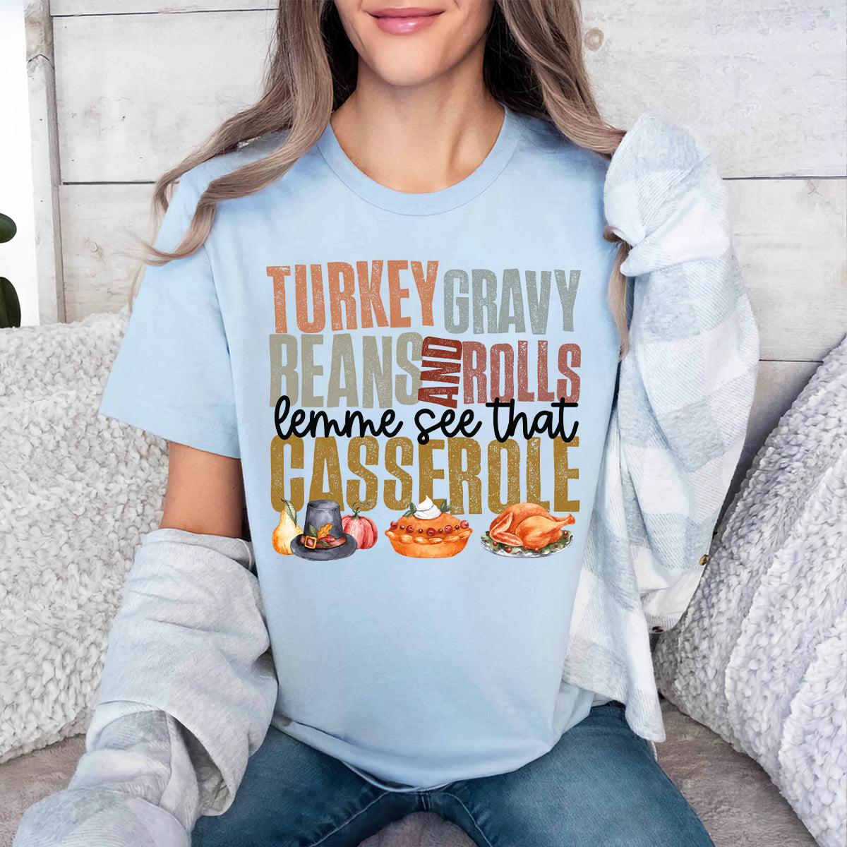 Teesdily | Thanksgiving Shirt, Turkey Gravy Beans And Rolls Tee Sweatshirt Hoodie Mug, Thanksgiving Gift, Turkey Fall Gift