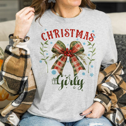 Teesdily | Vintage Coquette Bow Christmas Girly Shirt, Christmas Coquette Bow Sweatshirt, Christmas Party Hoodie Mug, Merry Christmas Gift