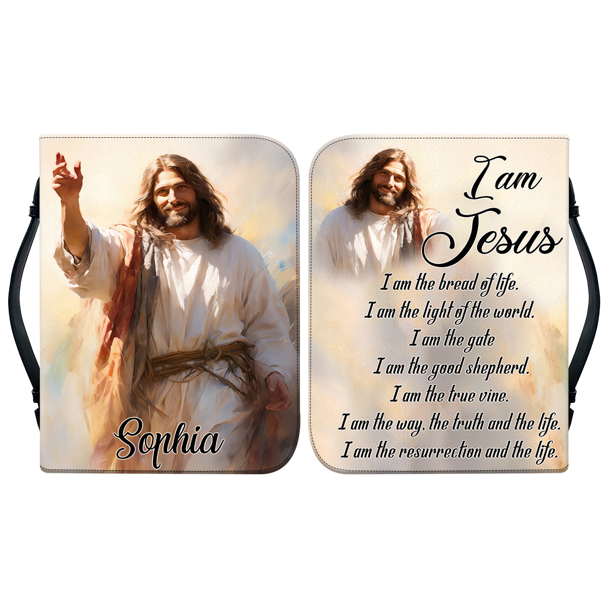 Teesdily | Jesus Painting Personalized Bible Covers, Jesus Christ Bible Study Accessories, I Am The Resurrection, God Prayer Inspirational Custom Gift