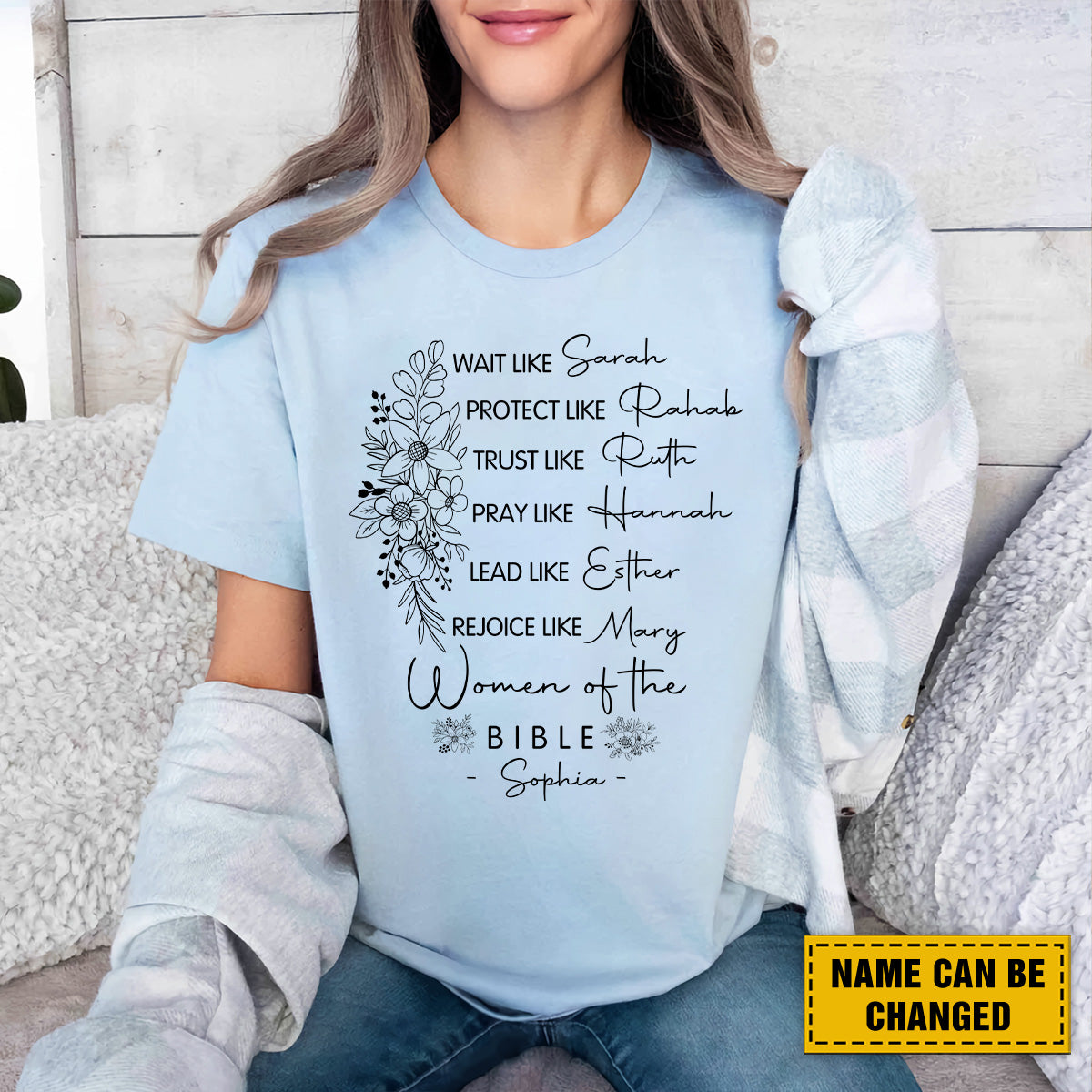 Teesdily | Customized Women Of The Bible Shirt, Wait Like Sarah Rejoice Like Mary Tee Sweatshirt Hoodie Mug, Christian Lovers Gifts, Jesus Pastor Tee