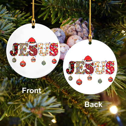 Teesdily | Jesus The Reason For The Season Ornament Christmas, Jesus Christ Faith Religious Ornament Christmas Gifts