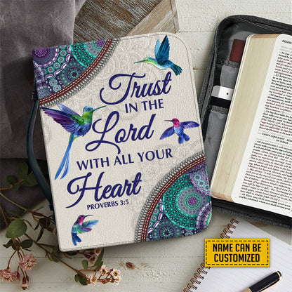 Teesdily | Hummingbird Mandala Customized Bible Bags, Trust In The Lord With All Your Heart Bible Purse, Christian Gifts For Women, Bible Accessories