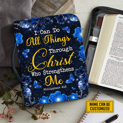 Teesdily | Butterfly Jewelry Custom Bible Carrier, I Can Do All Things Through Christ Bible Case, Women Girl Leather Bible Covers, Religious Gifts