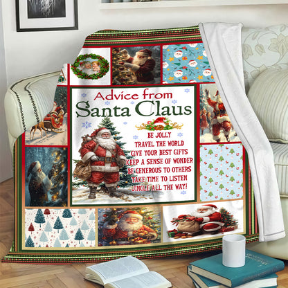 Teesdily | Santa Claus Christmas Blanket Throw, Advice From Santa Blanket, Christmas Noel Quilt Blanket, Home Decor Christmas Gift