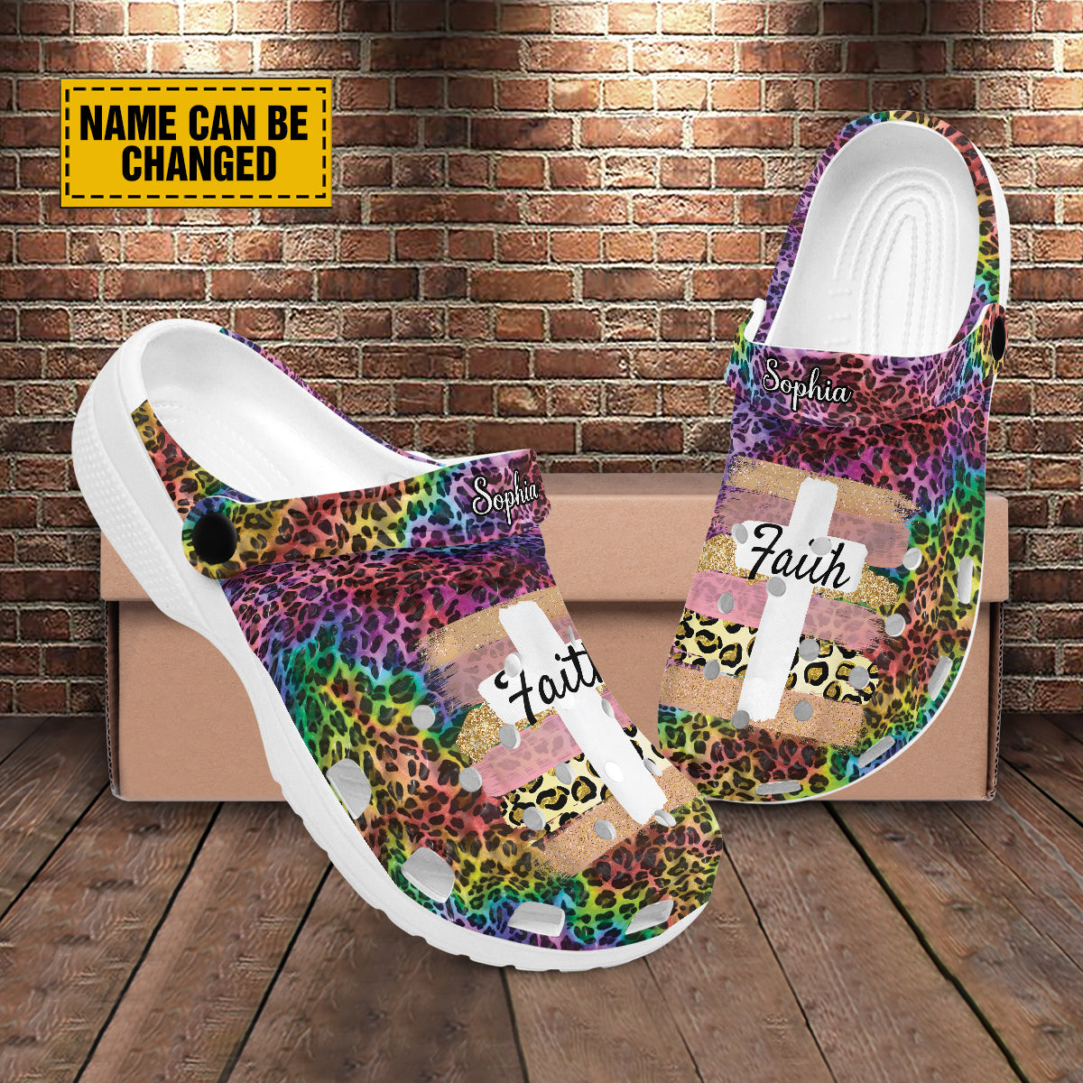 Teesdily | Faith Customized Clogs Shoes, Colorful Leoprad Skin Clogs Shoes, Gift For Jesus Lovers, God Faith Believers, Christian Gifts, Kid & Adult Unisex Clogs Shoes Eva