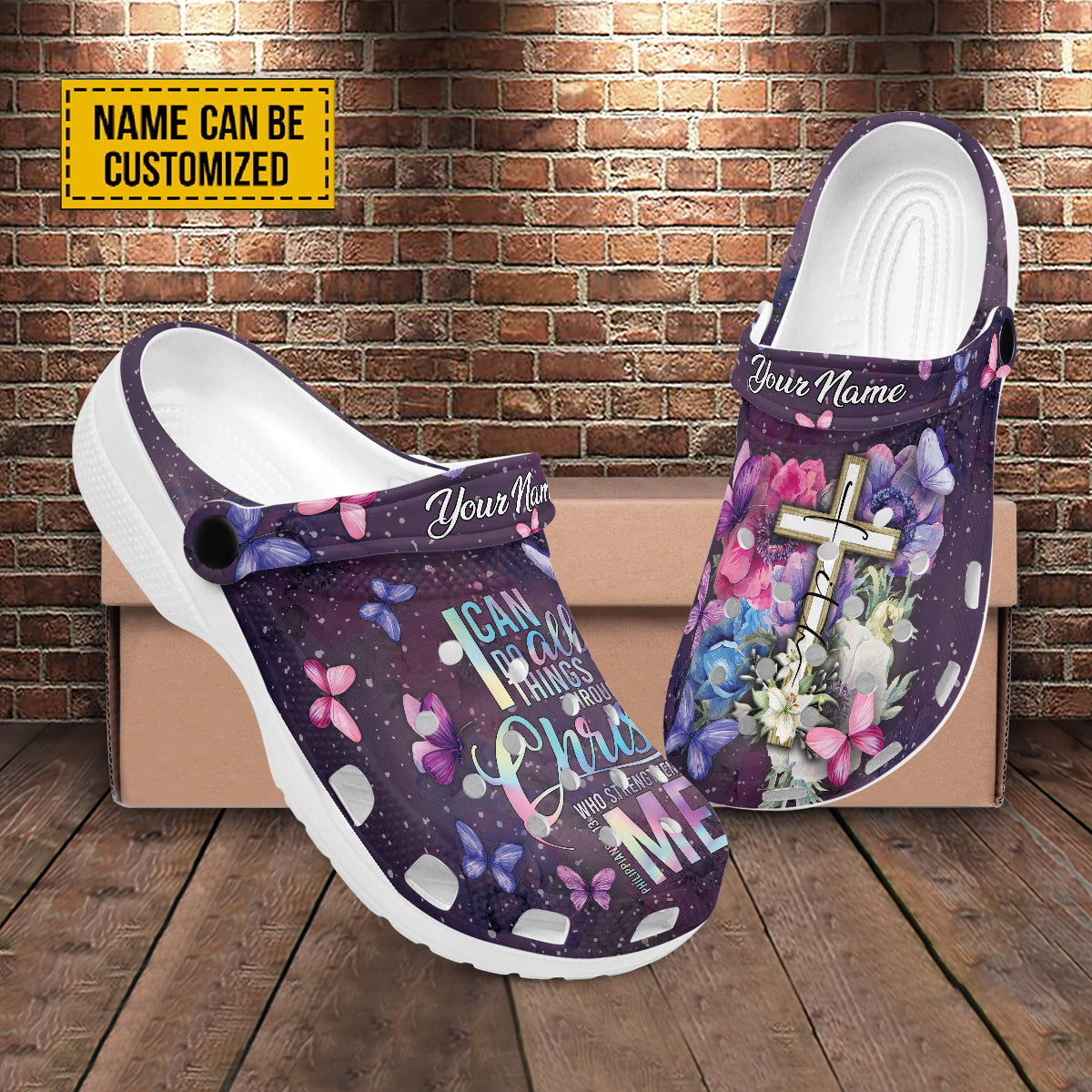 Teesdily | I Can Do All Things Through Christ Who Strengthens Me Customized Clogs Shoes, God Faith Believers, Christian Gifts, Kid & Adult Unisex Clogs Shoes Eva