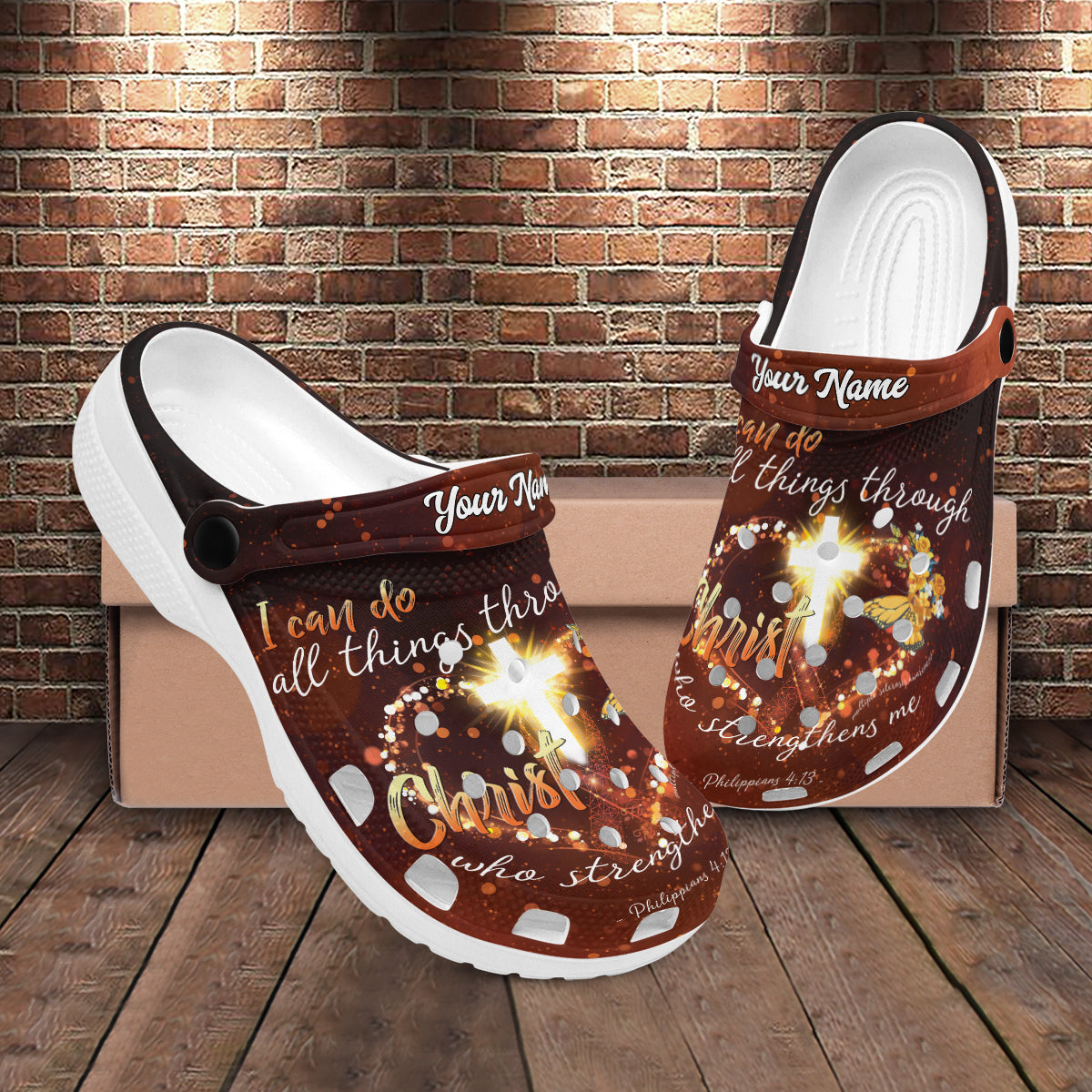 Teesdily | I Can Do All Things Through Christ Who Strengthens Me Customized Clogs Shoes, Catholic Christian Gifts, God Faith Believers, Kid & Adult Unisex Clogs Shoes Eva
